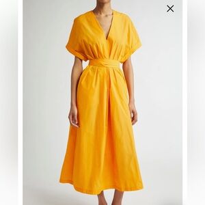 Lela Rose Dolman Sleeve A-line Tangerine Belted Midi Dress 6